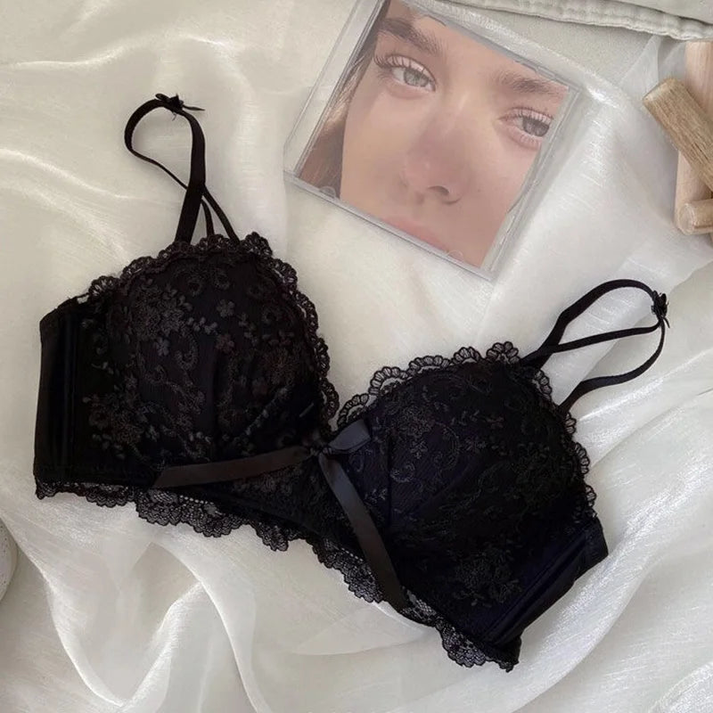 Japanese Bras Lace Lingeire Underwear Set Brief Women Intimates Embroidery Sexy Push Up Bra and Pany Sets Ropa Interior Mujer