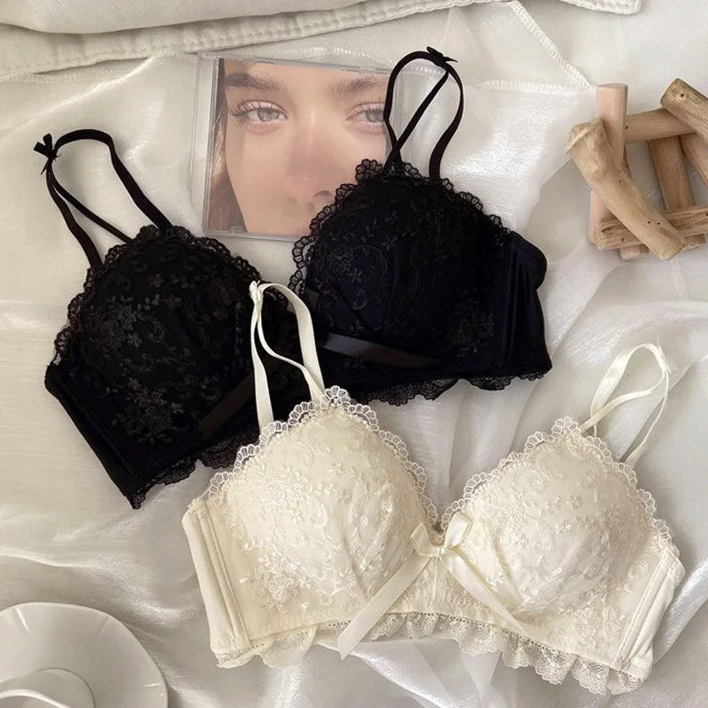 Japanese Bras Lace Lingeire Underwear Set Brief Women Intimates Embroidery Sexy Push Up Bra and Pany Sets Ropa Interior Mujer