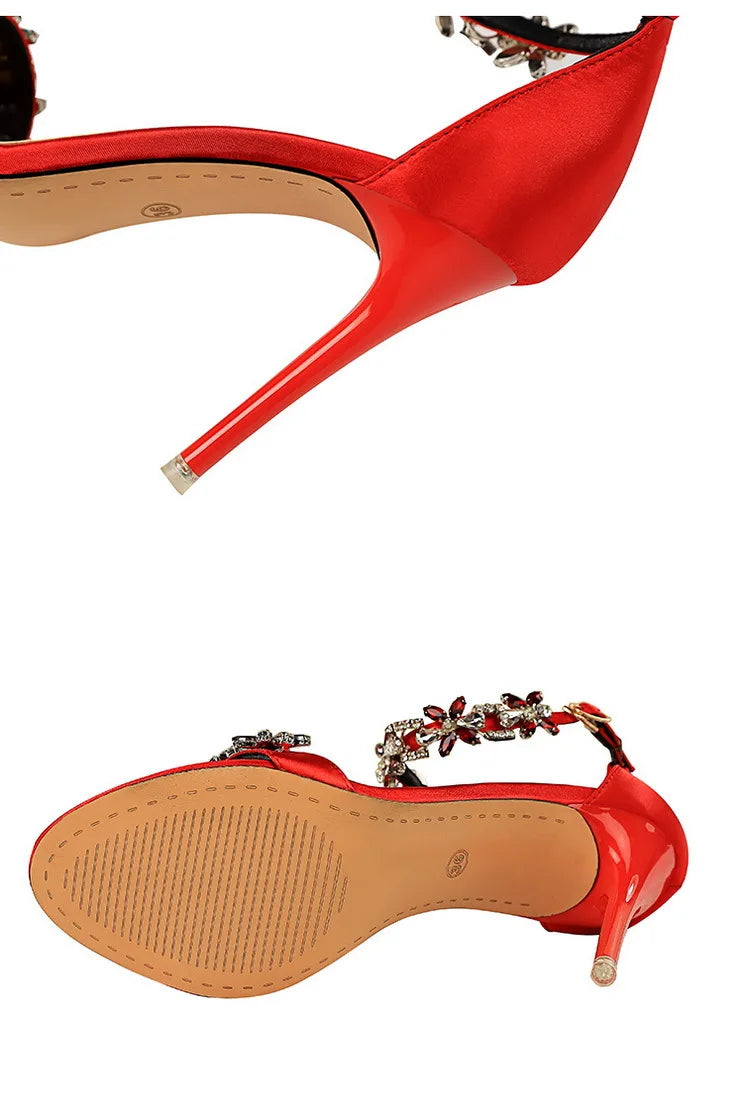 BIGTREE Shoes Open Toe Rhinestones Sandals Women 2025 New Designer Sexy High Heels Sandals Female Shoes Summer Heeled Sandals