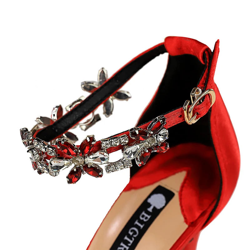 BIGTREE Shoes Open Toe Rhinestones Sandals Women 2025 New Designer Sexy High Heels Sandals Female Shoes Summer Heeled Sandals