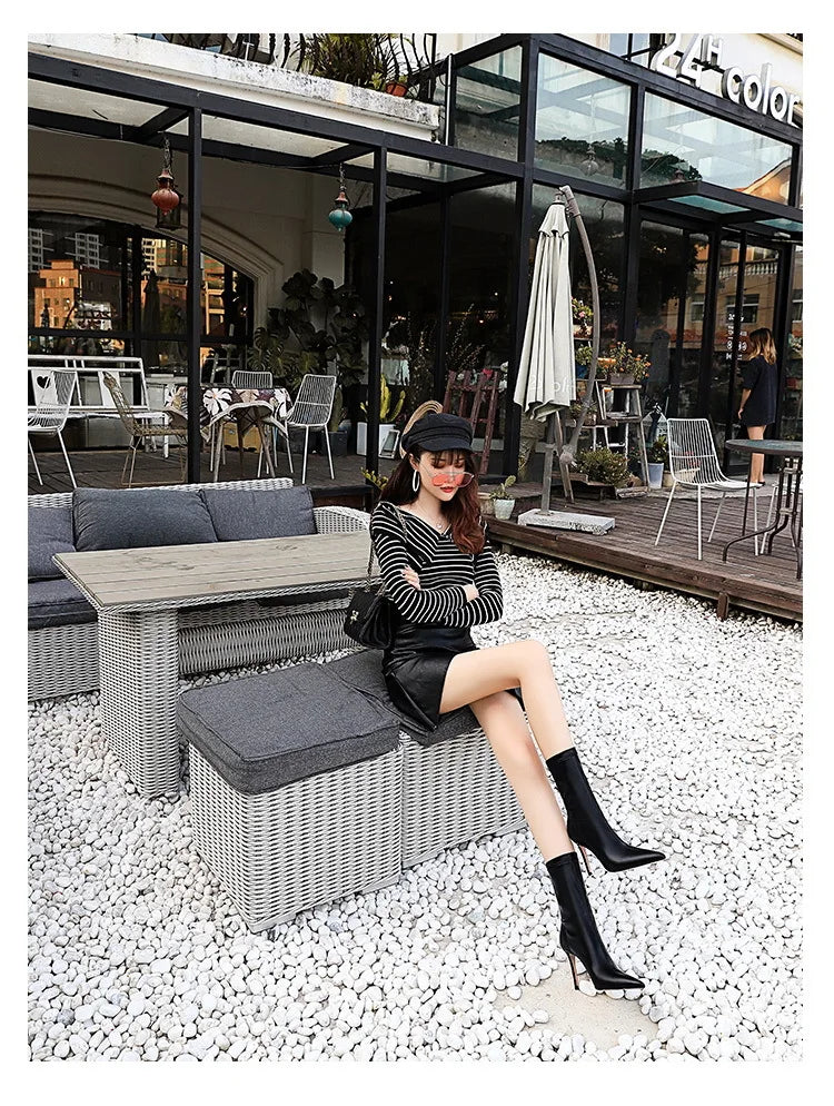 BIGTREE Shoes Leather Boots Women Ankle Boots Autumn Winter Boots Women High Heels Short Boots Ladies Booties Chaussures Femme