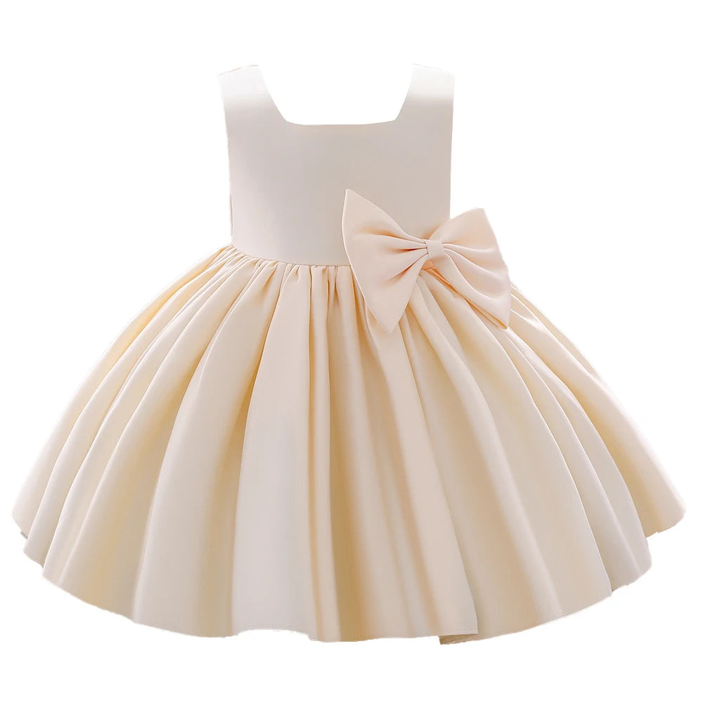 Big Bow Princess Sweet Kids Tutu Toddler Birthday Party Newborn Christening Children Baptism Baby Girls Clothes Summer Dresses