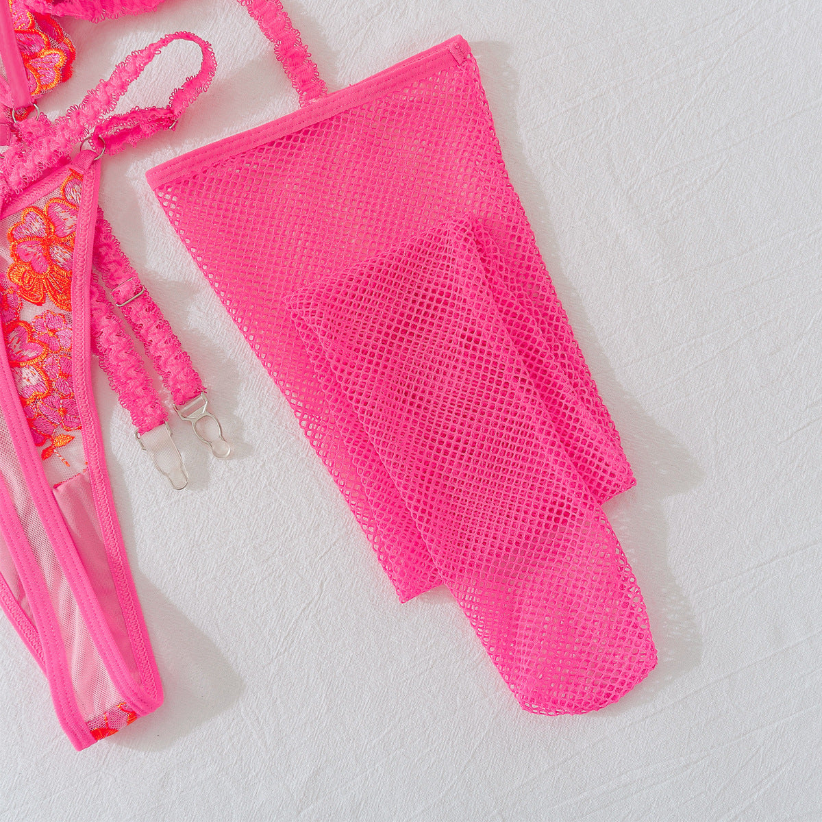 CHILLGIO Women Bodysuit Tops Embroidery Flowers Sexy Set Lingerie Sexy Thong Stockings Porn Fancy Sweet Underwear Bra Brief Suit