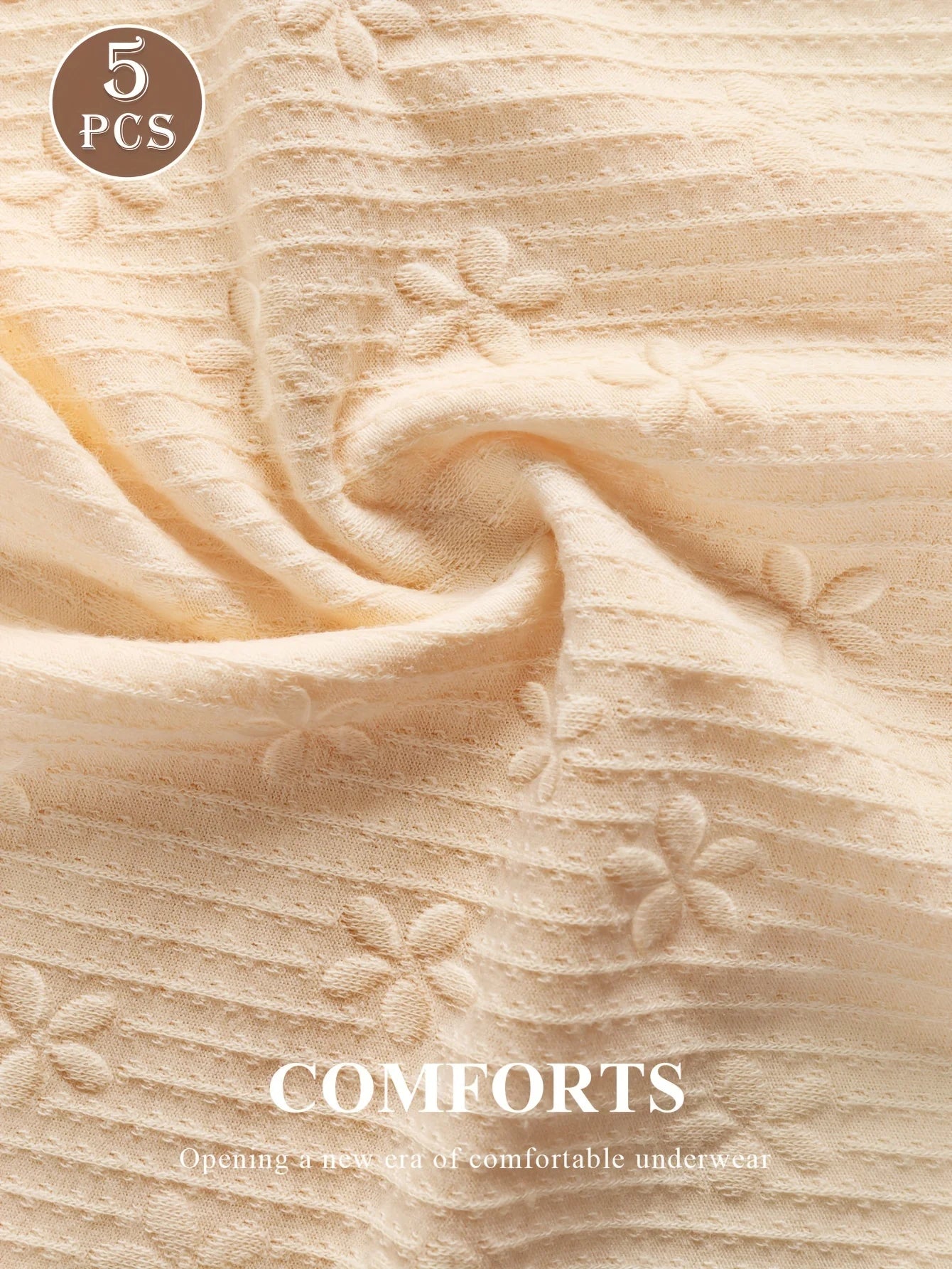 5-Pack of Women's Underwear, High Waist, Tummy Control, Seamless, Heart Pattern, Jacquard, Mid-Waist Briefs, Hip-Covering, Comfo