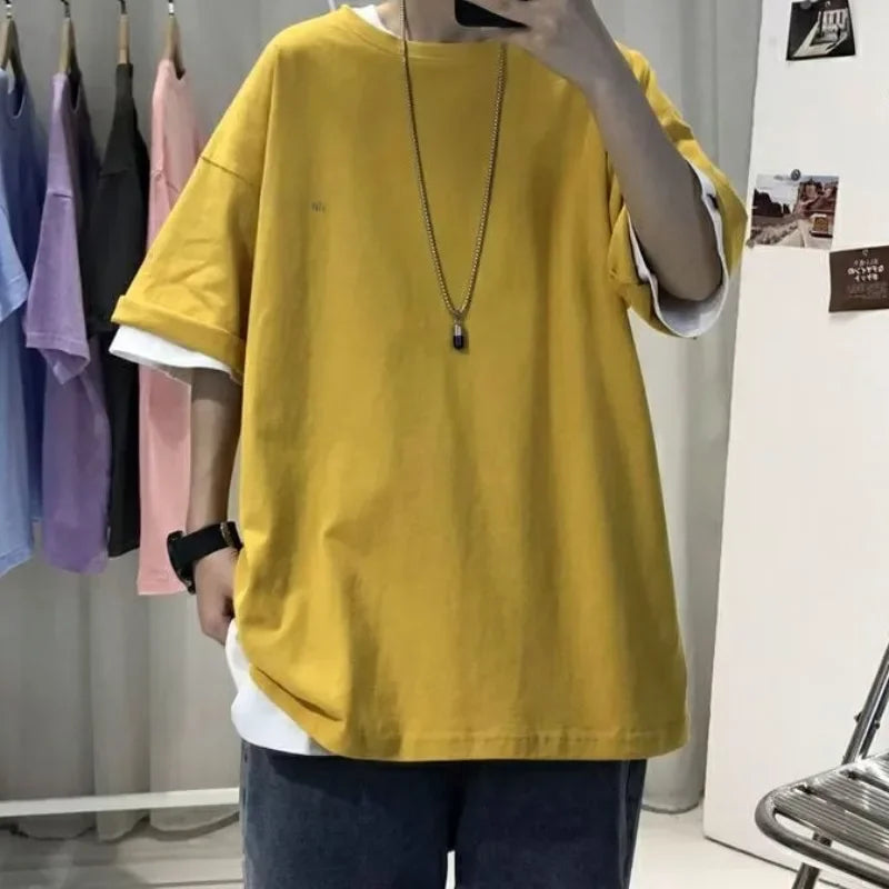 American Stylet Men's Short Sleeve T-shirt Insensitive Printing Design Sensibility Niche Oversize Half Sleeve Summer Top