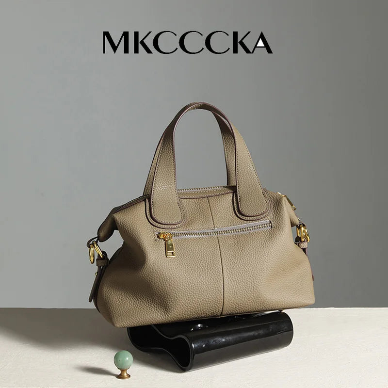 MKCCCKA Underarm bag TOGO cow leather French Tote bag 2025 New Fashion large capacity portable one shoulder Leather women's bag
