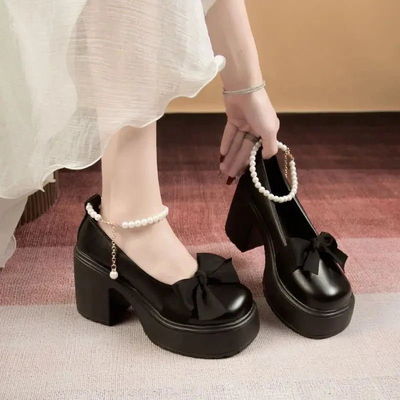 French Mary Jane Women's 2025 Spring Unique Gentle High Heels Versatile British Style Small Leather Shoes for Evening Wear