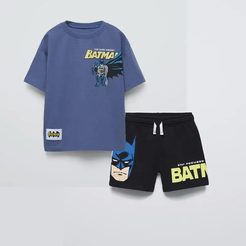 Cute Monster Print Tees Green Shorts Baby Summer New Clothing Trendy Simple T-shirt All-match Shorts Child Cotton Thin Outfits