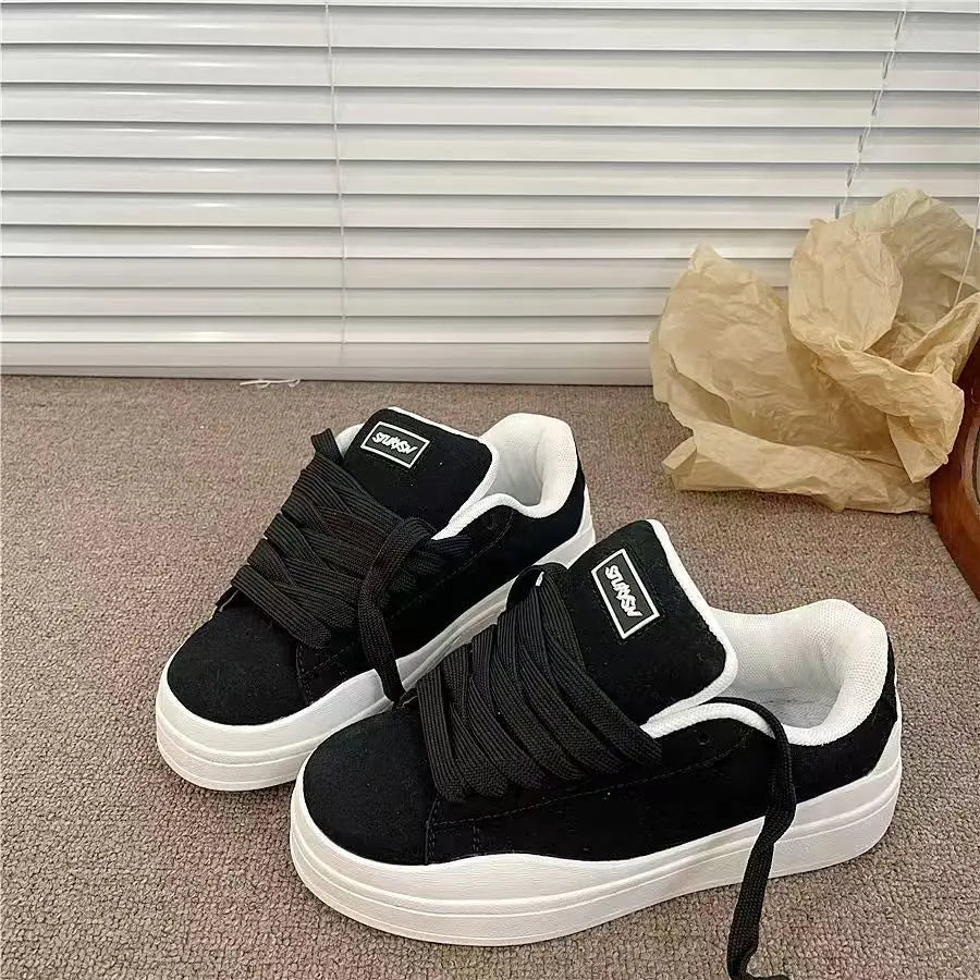 Spring 2005 Women's New High Quality Casual Sports Skateboard Shoes Ins Retro Student Thick Solemn Bread Shoes Soft Comfortable
