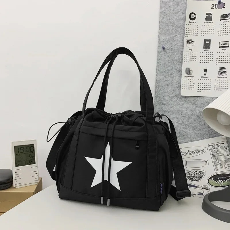 Personality Women Crossbody Bag Wholesale Large Capacity Couple Shoulder Bag New Casual Nylon Tote Bag Luxury Drawstring Handbag