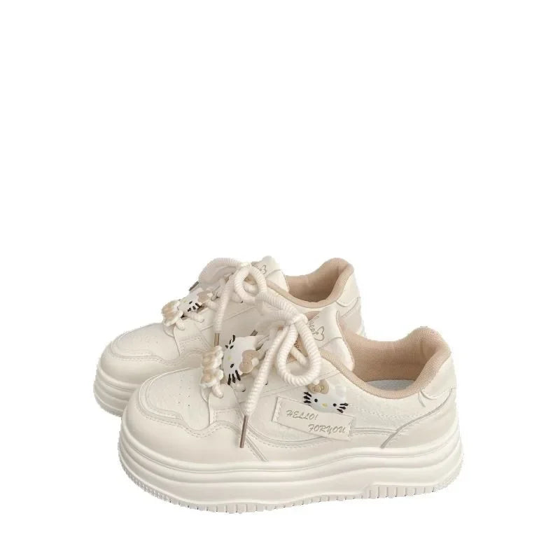 Pink Thick Bottom Skate Shoes Women's Versatile Spring New Chic Design Korean Style Breathable Sports Flat Shoes