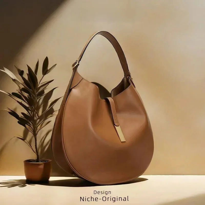 Trendy Cross-Border Women's Underarm Chamois Leather Ruffle Design Dumpling Bag Tote Bag Moon Shark Bag Handbag Chic Style