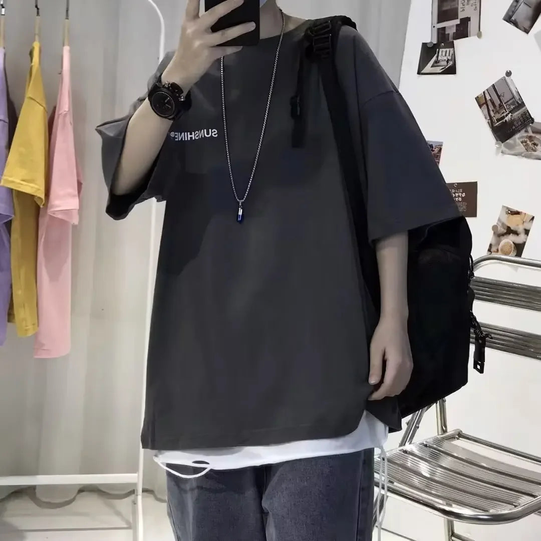 American Stylet Men's Short Sleeve T-shirt Insensitive Printing Design Sensibility Niche Oversize Half Sleeve Summer Top