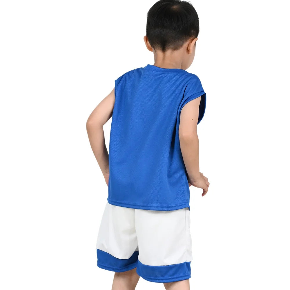 Summer Kids Quick Drying Sports Set Children Letter Printed Vest+Shorts Outfit Boys Loose Thin Sleeveless Tops Basketball Suits