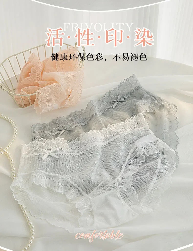 L-XL Women's Underwear Panties Sexy Lace Panty Girls Hollow Out Comfort Briefs Low Waist Seamless Underpants Female Lingerie