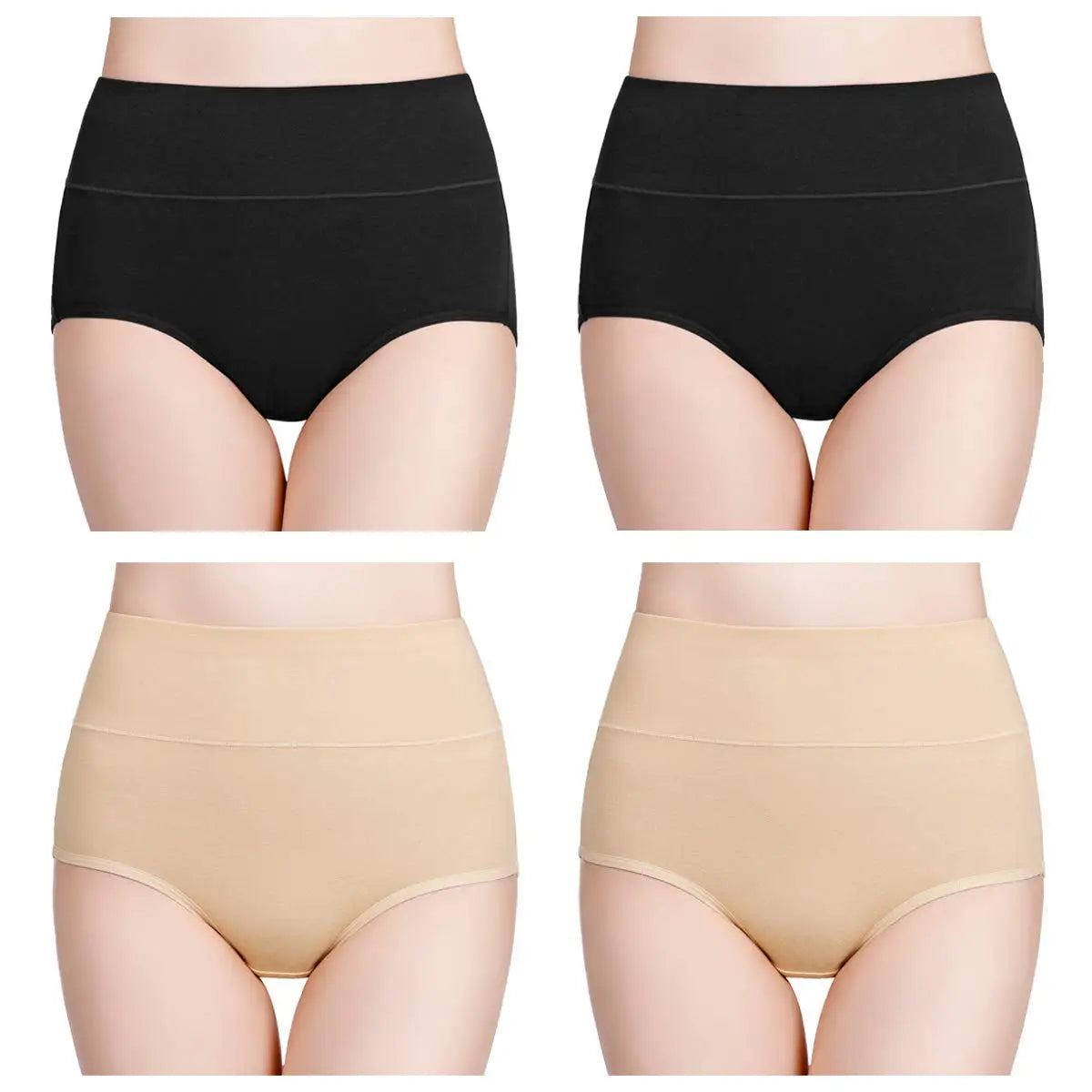 4pcs/pack High Waisted Postpartum Underwear Womens Cotton Underwear Soft Breathable Full Coverage Stretch Panties