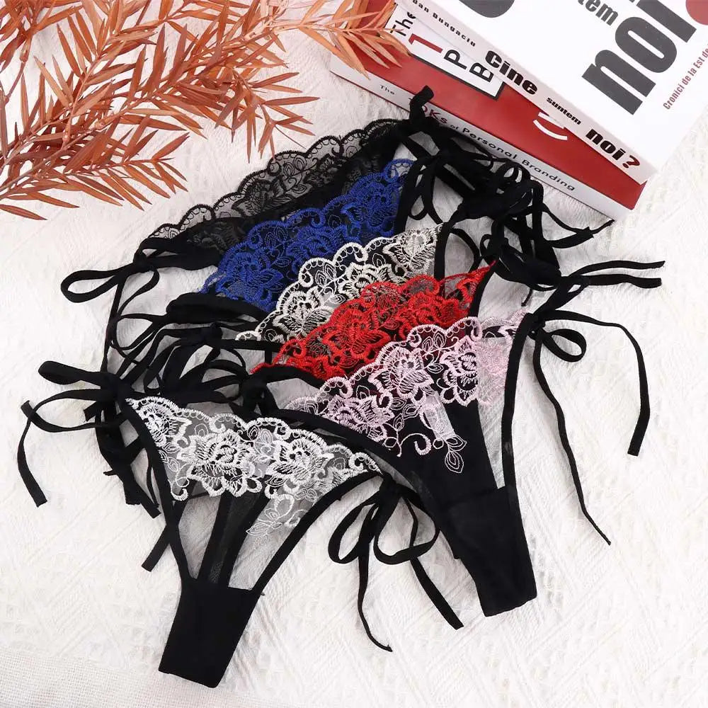 Ladies Sexy Embroidery Hollow Out Lingerie Transparent Underwear Panties Brief Panty