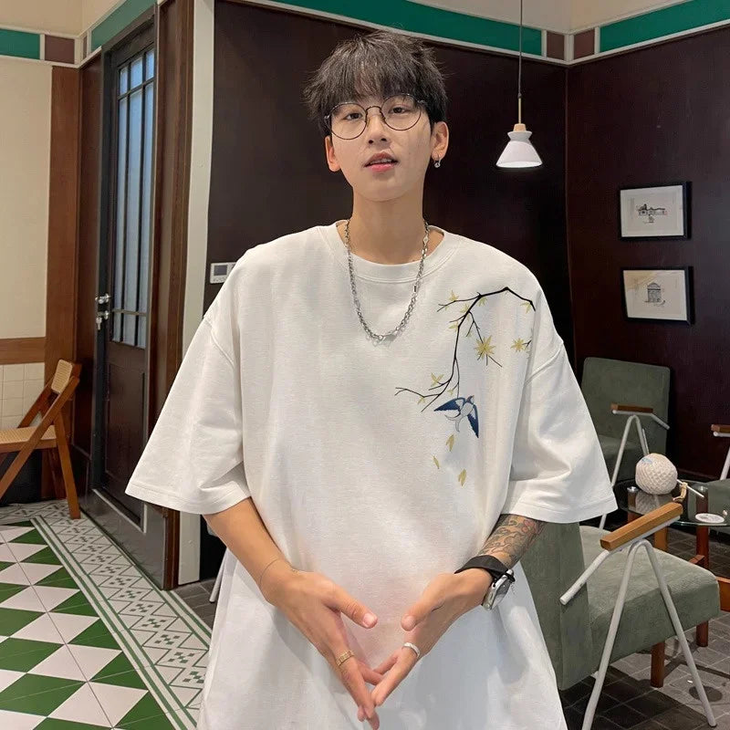 Summer Men's Cotton Streetwear Oversized T-shirts Graphic Print Short Sleeve T Shirt 2025 New Hip Hop Fashion Y2K Tee Tops