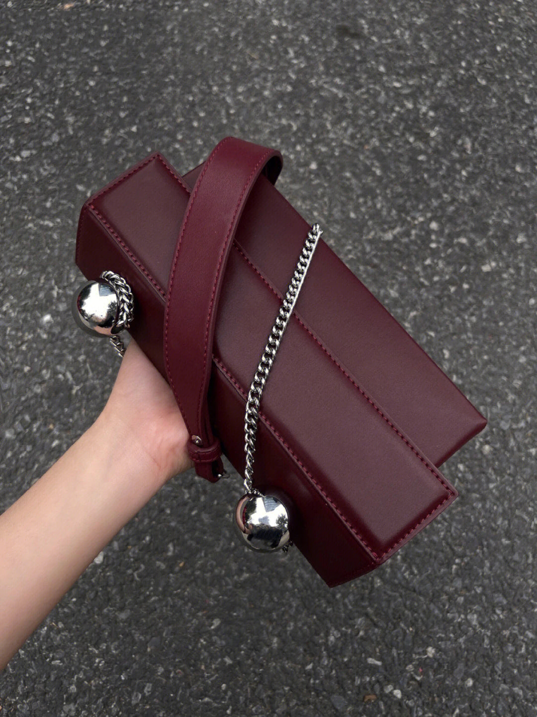 Genuine Leather Burgundy Bridal Wedding Bag 2024 New Popular Chain Crossbody Bags Women Classic Flap Design Small Handbag