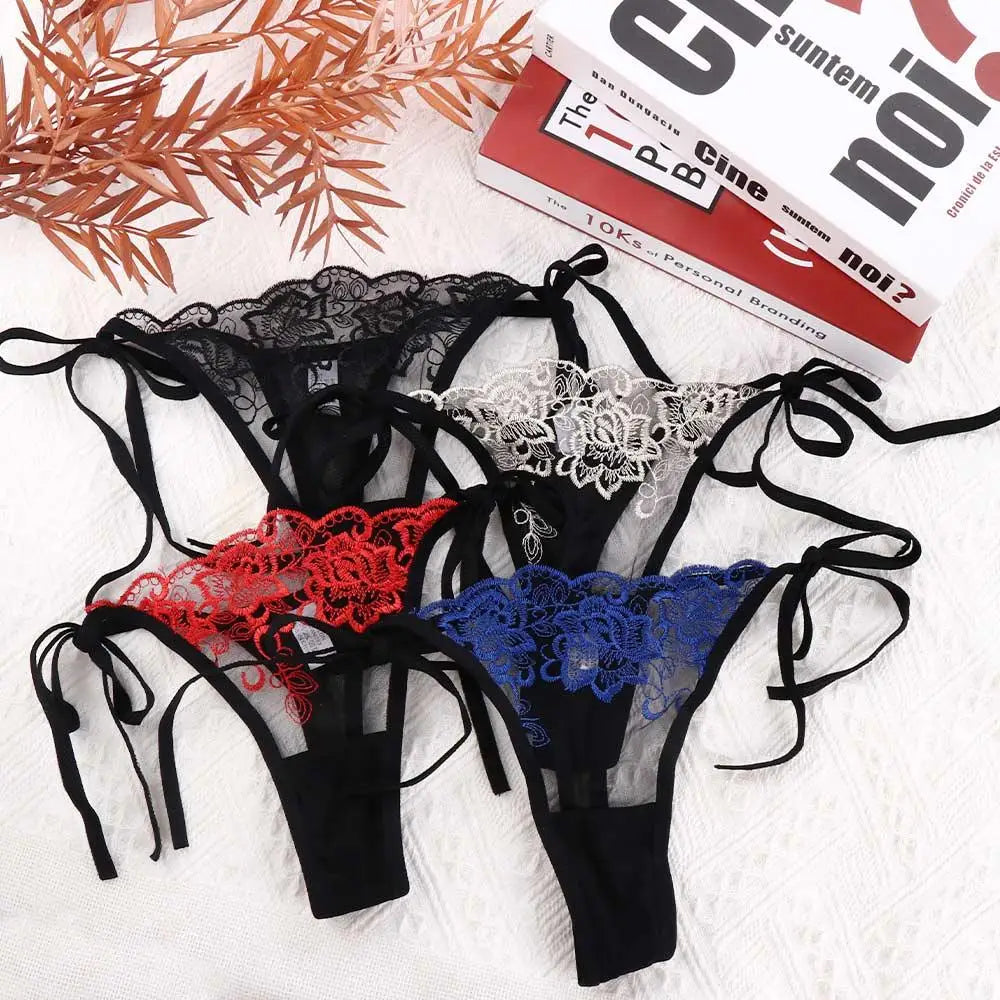 Ladies Sexy Embroidery Hollow Out Lingerie Transparent Underwear Panties Brief Panty