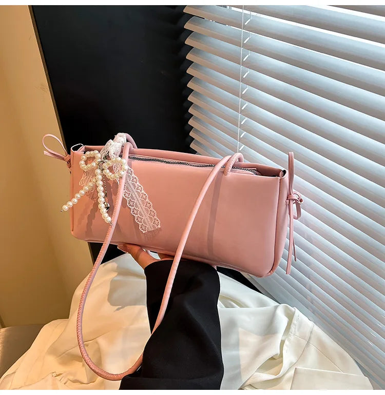 Underarm Bags Women Casual Tote Handbag Bow Shoulder Bag for Women Luxury Designer Handbags Branded Fashion Totes with Pendant