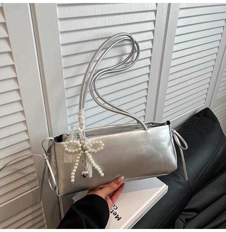 Underarm Bags Women Casual Tote Handbag Bow Shoulder Bag for Women Luxury Designer Handbags Branded Fashion Totes with Pendant