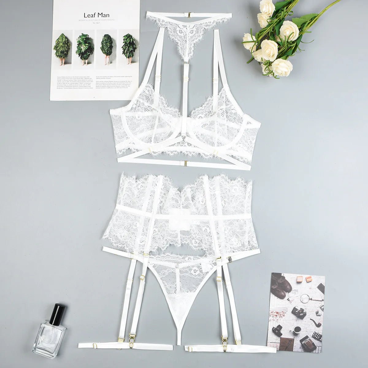 Diccvicc Beautiful Lingerie Eyelash Elegant Transparent Lace Bra Panty Set Floral Embroidery Women Sexy Underwear Exotic Outfit