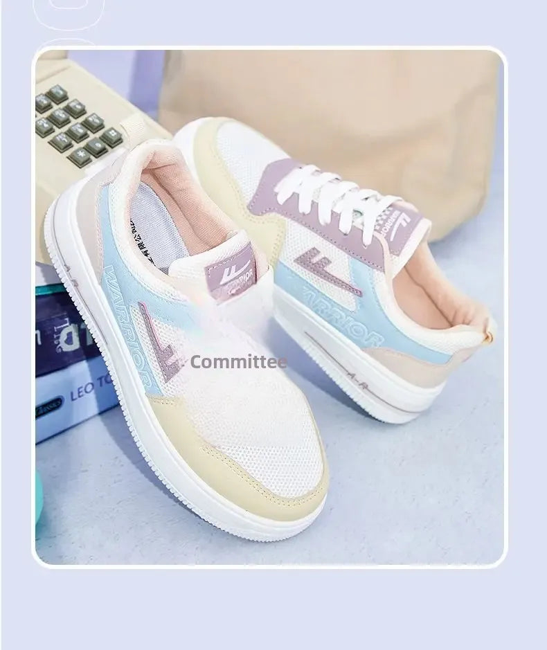 Women's Breathable Mesh Flat Bottom Sneakers Summer Fashionable Sporty Casual Slip-On Shoes Korean Style Versatile Trendy Flats