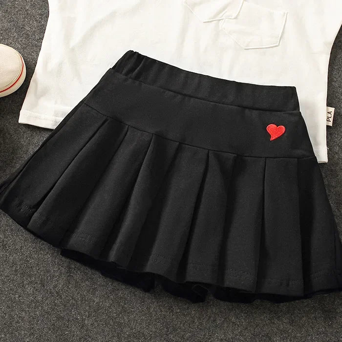Girls' New All-Match Pleated Culottes Medium And Small Children'S Summer Skirt With Inner Safety Pants Student Uniform Skirts