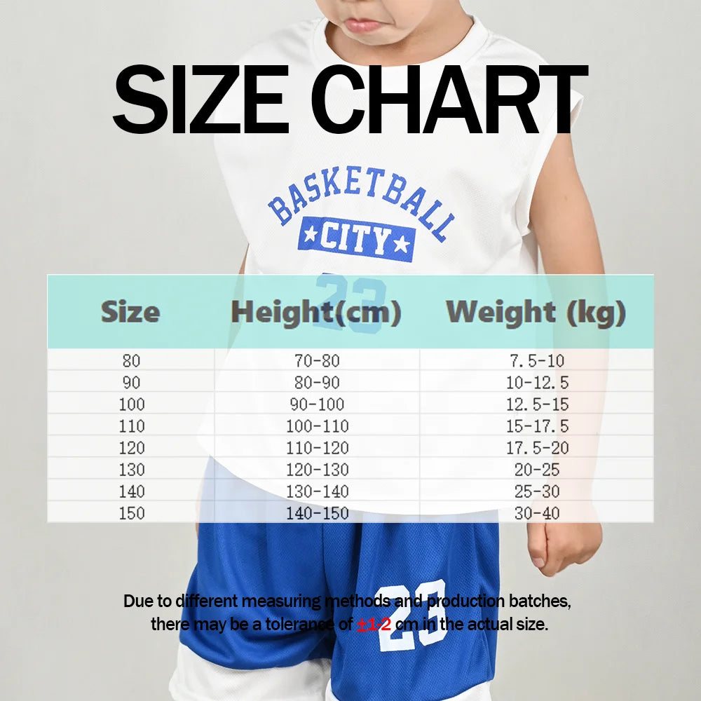 Summer Kids Quick Drying Sports Set Children Letter Printed Vest+Shorts Outfit Boys Loose Thin Sleeveless Tops Basketball Suits