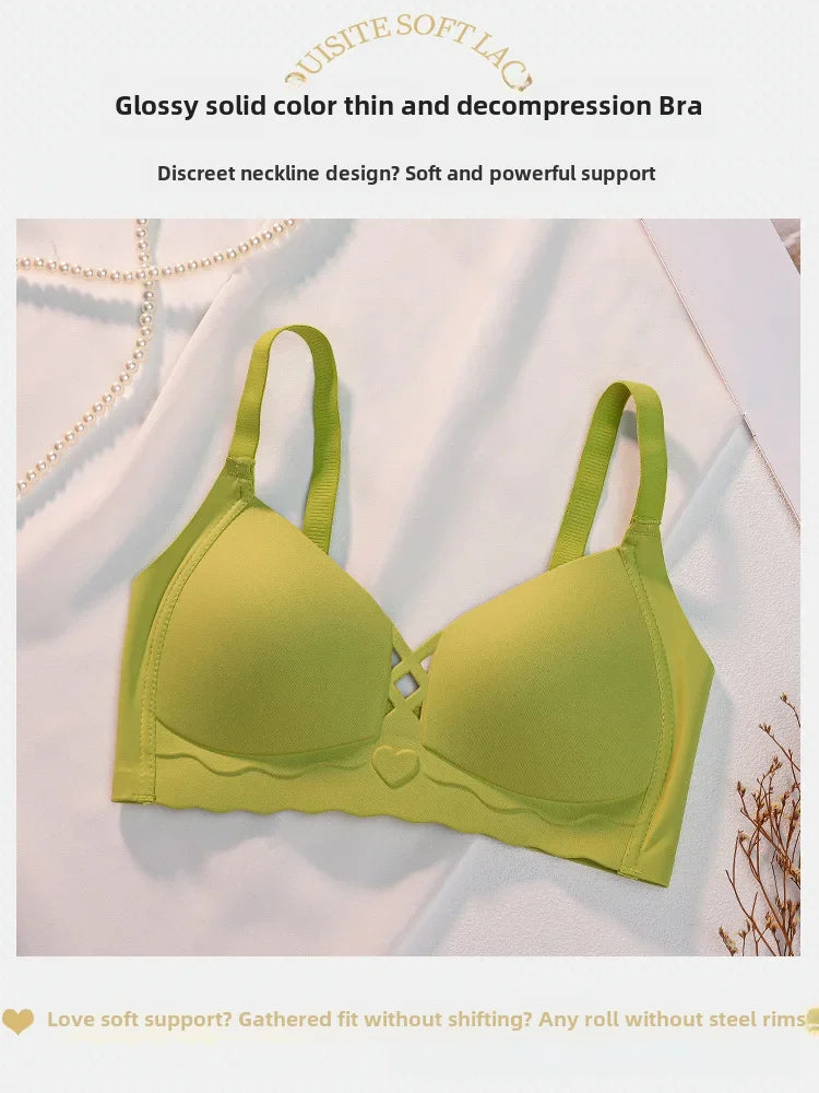 Comfortable Summer Thin Bra Women's Wireless Bandeau Top Supportive Gathered Uppermost Seamless Bra Prevents Sagging