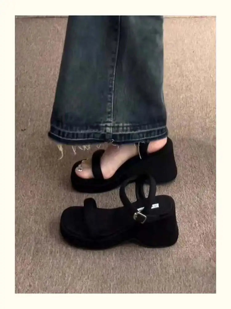 Bla Thi Heel Sandals Women's Summer 2025  Toe Roman Sle Fairy Wind One-Strap Slip-On oes Ultra-Fine Fiber