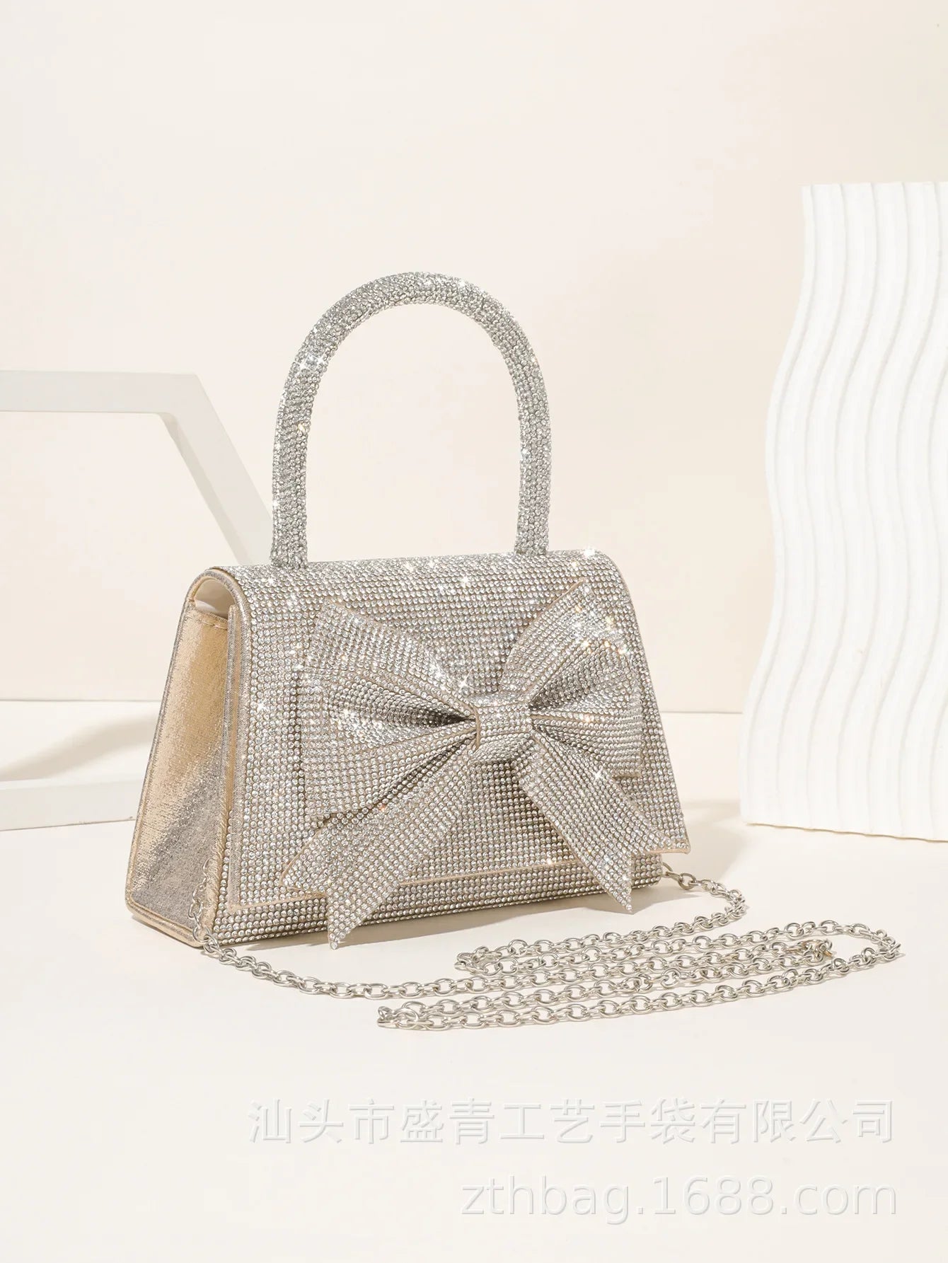Evening Bag For Women Luxury Diamond Bow Handbags Glittering Bridal Bag Golden Mini Purse For Wedding Party Bags