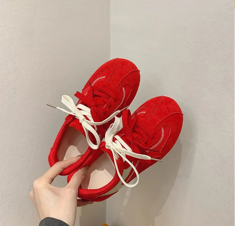 Women's Spring Summer Breathable Flat Casual Deqin Shoes Versatile Slip-On Flats Comfortable Polyurethane Outsole Striped Patter