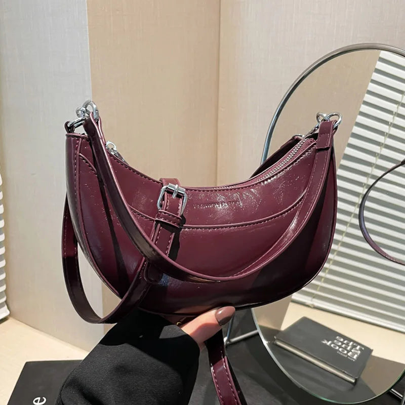 Leather Crossbody Bag for Women Shoulder Bag Clutch Purse with Adjustable Strap Hobo Bag Underarm Purse for Travel Work Shopping