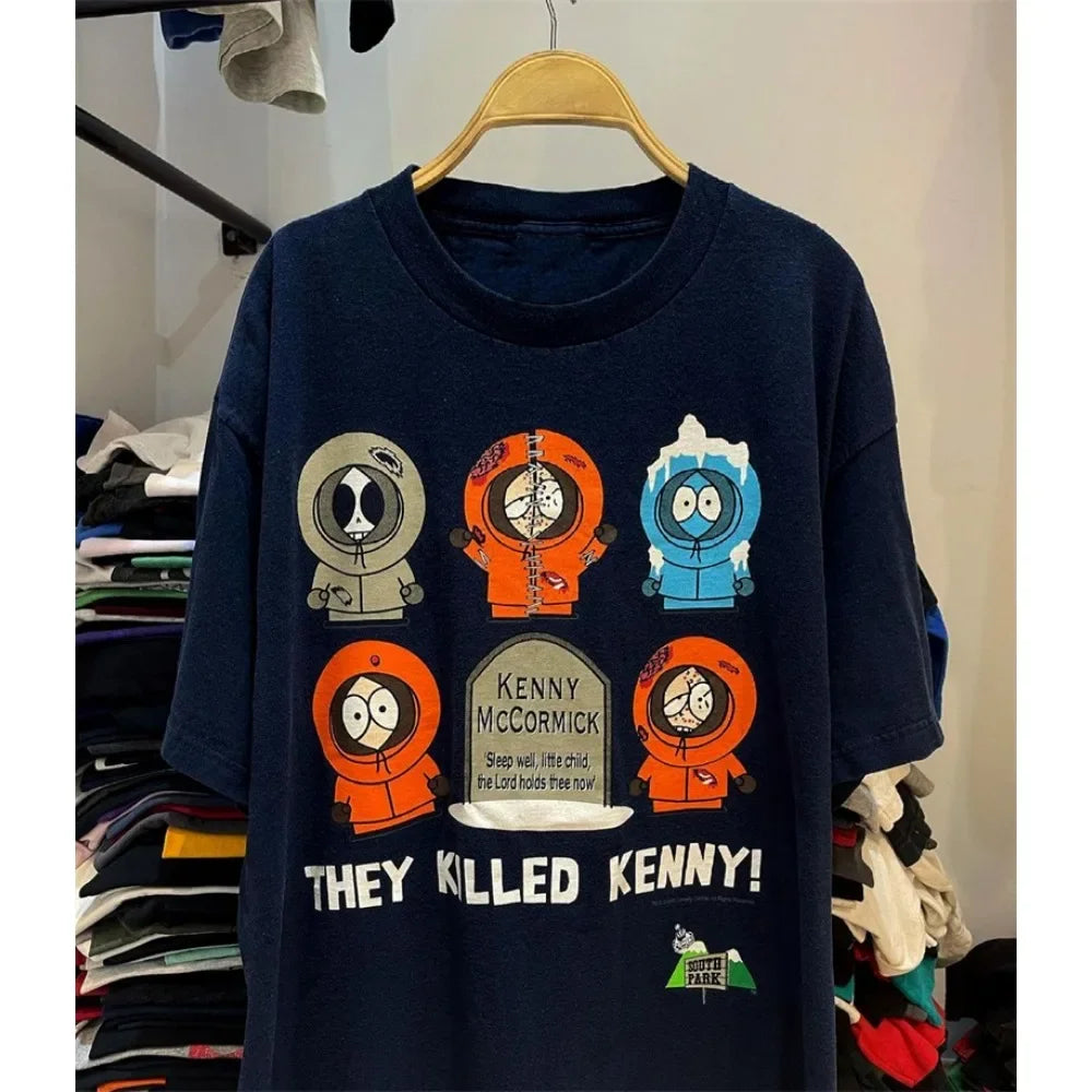2025 Summer South Park Funny T Shirt Anime Print Crew Neck Short Sleeve T-Shirt Men Women Cotton Tops Tee Oversized Clothing