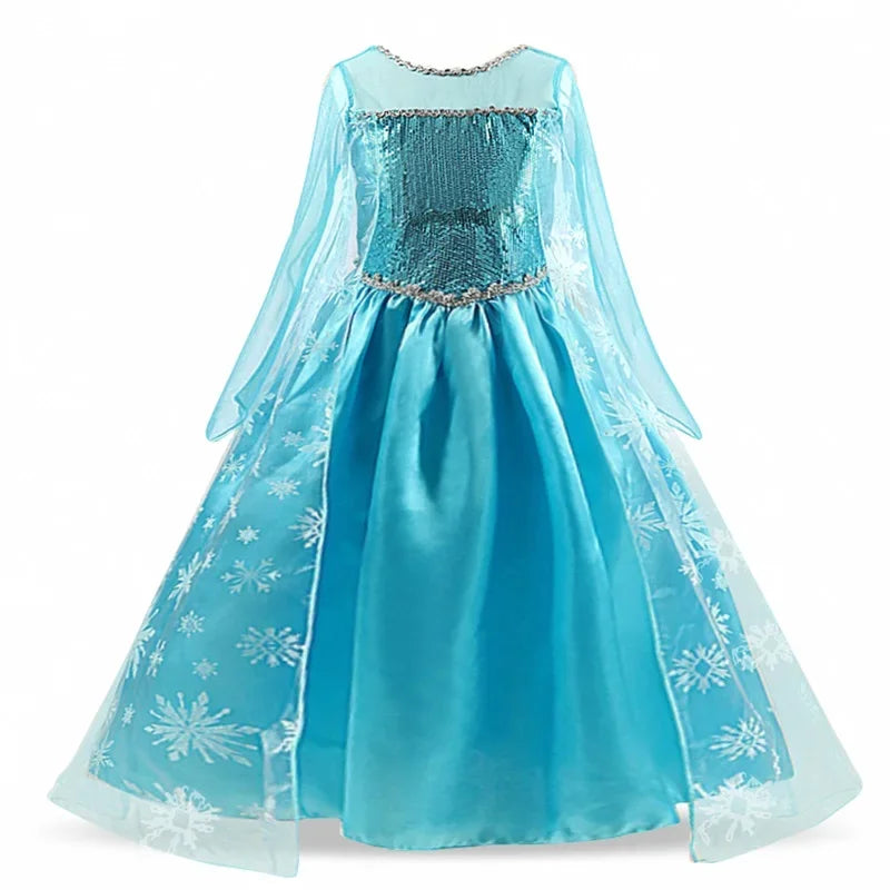 Girls Snow Queen Elsa Kids Costumes for Girl 2025 Carnival Party Prom Gown Robe-Playing Children Clothing Frozen Princess Dress