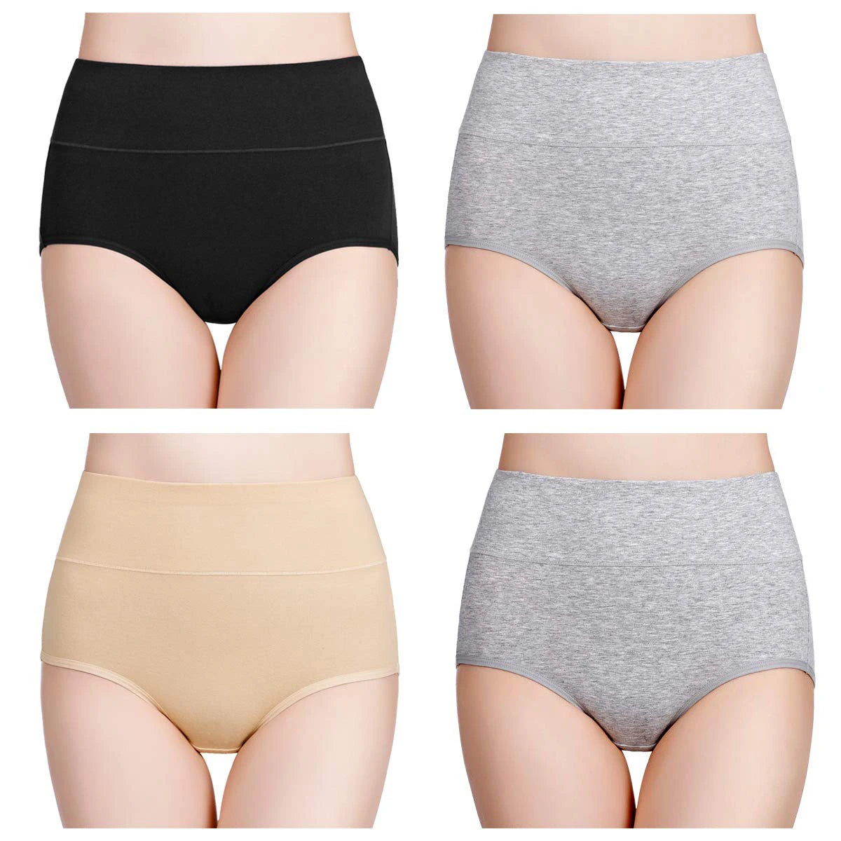 4pcs/pack High Waisted Postpartum Underwear Womens Cotton Underwear Soft Breathable Full Coverage Stretch Panties