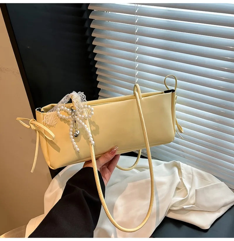 Underarm Bags Women Casual Tote Handbag Bow Shoulder Bag for Women Luxury Designer Handbags Branded Fashion Totes with Pendant