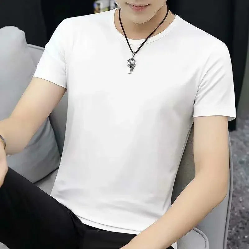 2023 Summer Men's Short Sleeve T-shirt American Style Vintage Loose Fit Student Casual Five Half Sleeve Body T-shirt