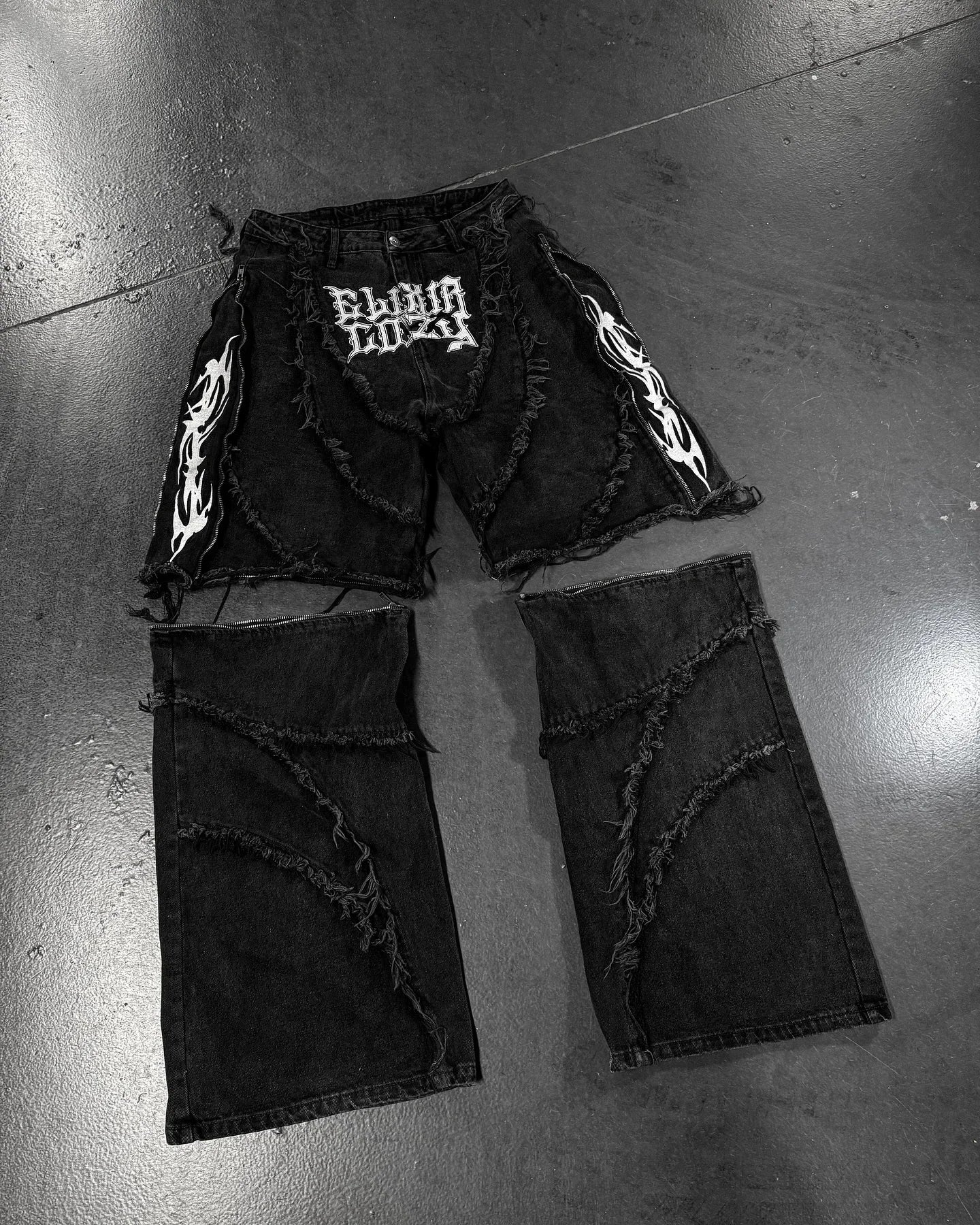 Y2k Patchwork Stripe Embroidery Fur Edge Jeans Fashion America Retro Zipper Splicing Baggy Jeans Punk Men Black Denim Pants