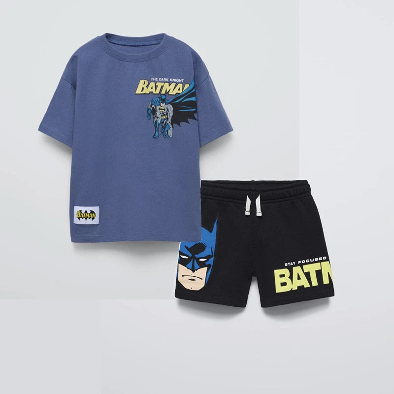 Cute Monster Print Tees Green Shorts Baby Summer New Clothing Trendy Simple T-shirt All-match Shorts Child Cotton Thin Outfits