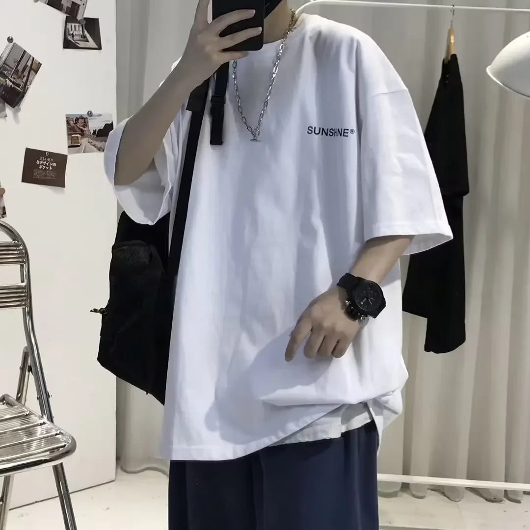 American Stylet Men's Short Sleeve T-shirt Insensitive Printing Design Sensibility Niche Oversize Half Sleeve Summer Top