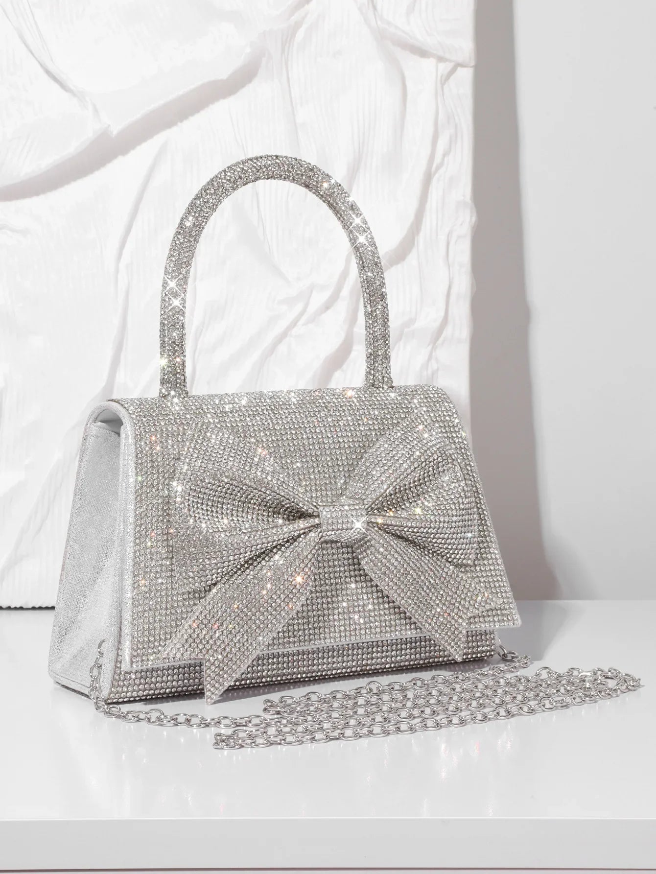 Evening Bag For Women Luxury Diamond Bow Handbags Glittering Bridal Bag Golden Mini Purse For Wedding Party Bags