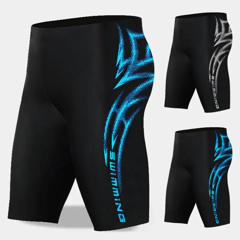 Long Swimming Pants for Men Profesional Five Point Escape Adult Speed Competition Plus Size Swimwear Anti-Awkward Pants