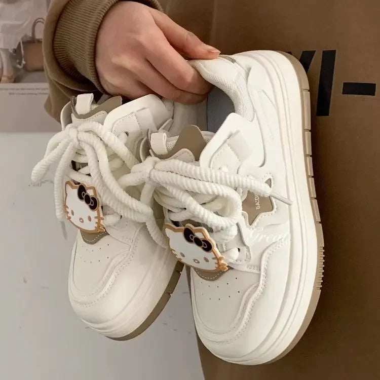 White Cake Star Board Shoes Women's Spring Autumn Thick Base Casual Sports Shoes 2024 New Korean Design Sensibility Niche