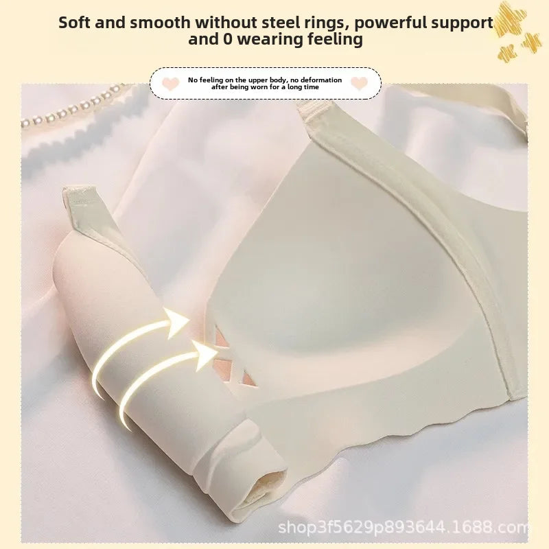 Comfortable Summer Thin Bra Women's Wireless Bandeau Top Supportive Gathered Uppermost Seamless Bra Prevents Sagging