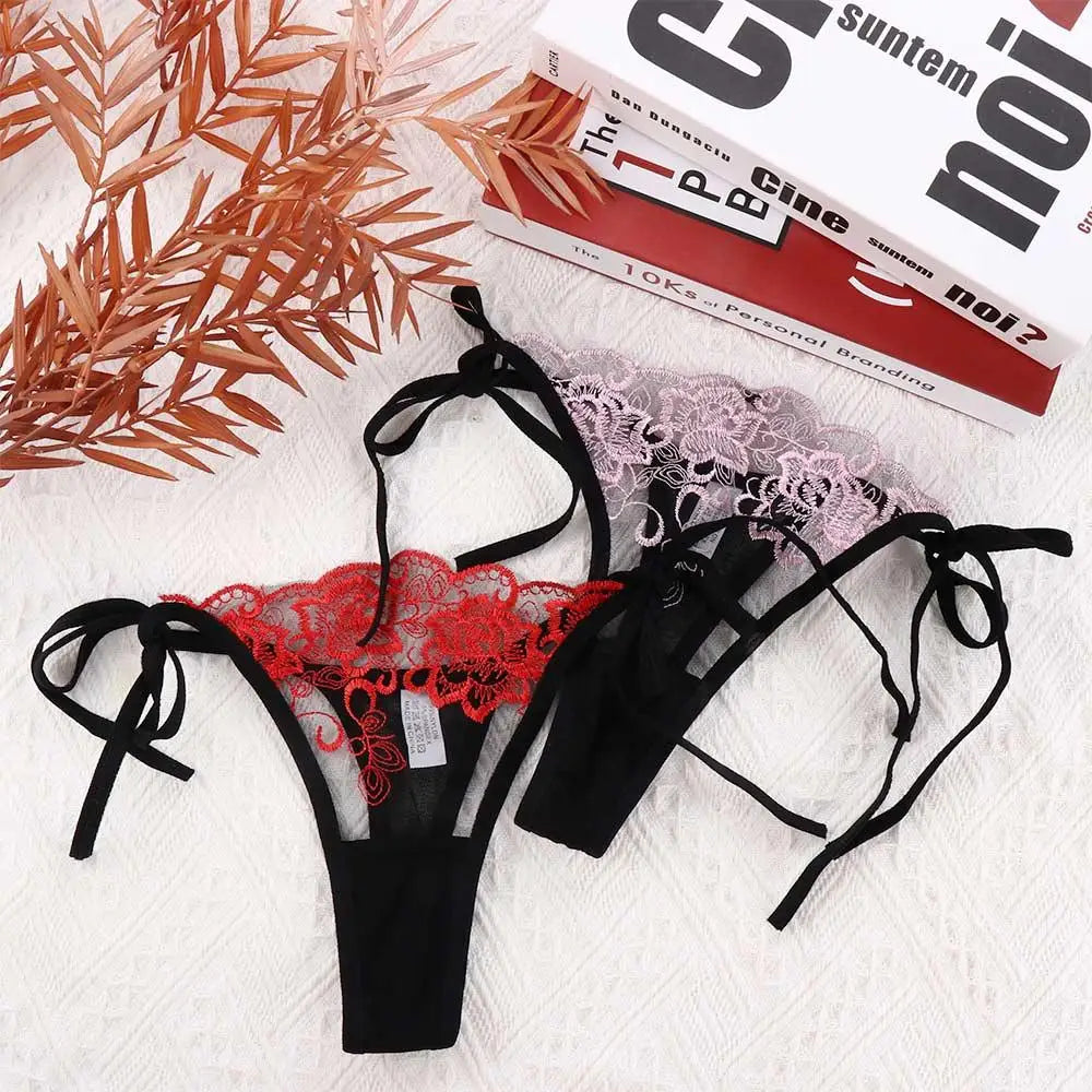 Ladies Sexy Embroidery Hollow Out Lingerie Transparent Underwear Panties Brief Panty