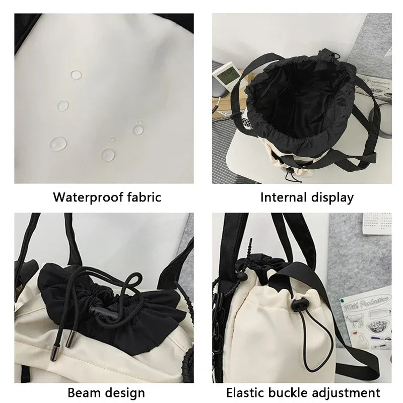 Personality Women Crossbody Bag Wholesale Large Capacity Couple Shoulder Bag New Casual Nylon Tote Bag Luxury Drawstring Handbag