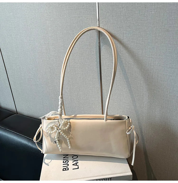 Underarm Bags Women Casual Tote Handbag Bow Shoulder Bag for Women Luxury Designer Handbags Branded Fashion Totes with Pendant